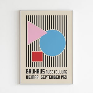 Pink Bauhaus Printable Wall Art, Mid Century Modern Print, Minimal Abstract Print, Bauhaus Exhibition Print, Vintage Art, Digital Download