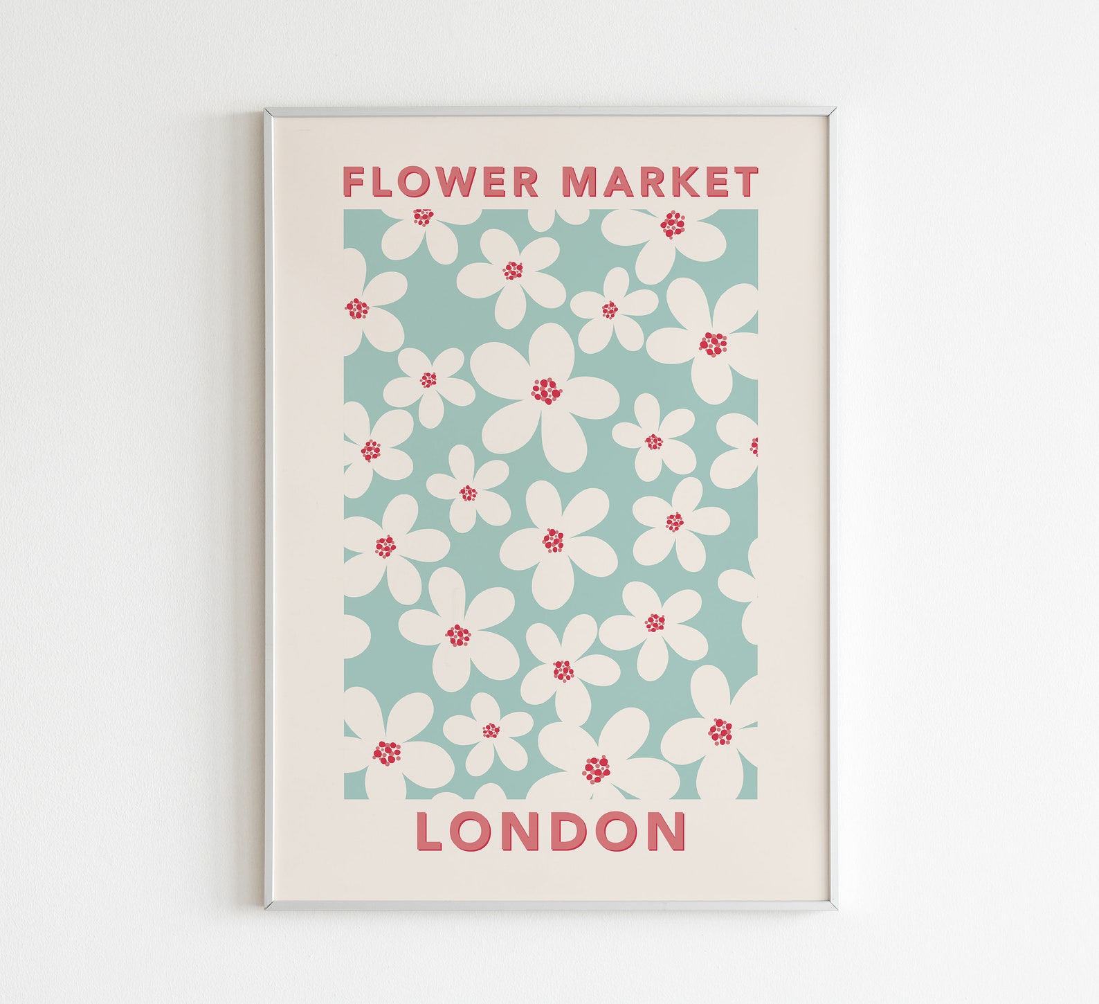Flower Market Poster Retro Minimalist Flower Market Art Print Etsy