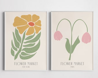 Retro Flower Market Print: Botanical Exhibition Poster (Digital Download