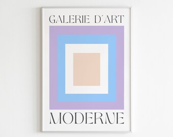 Impression d'art géométrique en blocs de couleurs pastel : mur de galerie moderne du milieu du siècle (téléchargement numérique)