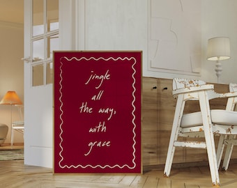 Holly Jolly Christmas Quote Print: Minimalist Holiday Wall Art (Instant Download PNG File)