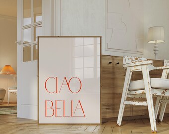 Ciao Bella Print: Italian Quote, Retro Wall Art (Digital Download)