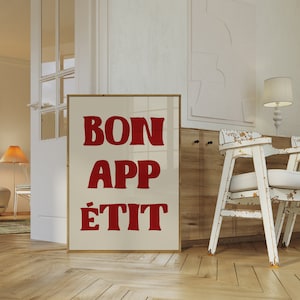 Bon Appetit Wall Art, Kitchen Wall Print, Dining Room Poster, Bon Appetit Print, Modern Kitchen Print, Typography Print, Digital Download