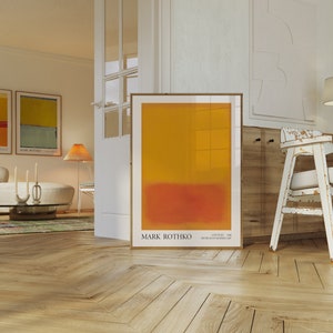 Impressão de Mark Rothko, pôster para impressão de exposição, laranja - vermelho, abstrato geométrico, arte de parede de galeria, decoração escandinava, download digital