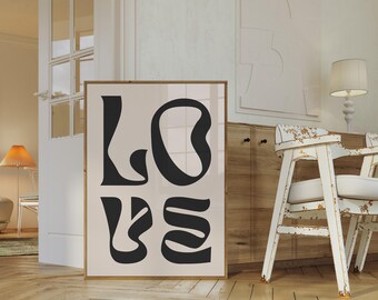 Groovy Love Typography Print: Funky Home Wall Art (Digital Download)