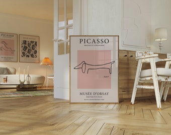 Picasso Poster, The Dog, Museum Exhibition Art, Modern Minimalist, Abstract Line Print, Pablo Picasso Printable Art, Digital Download