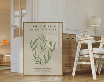 I Am The Vine, Floral Bible Verse Wall Art (Digital Download)