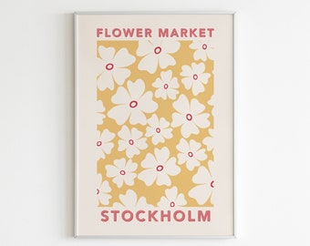 Flower Market Print: Retro Floral Scandi Art (Digital Download)