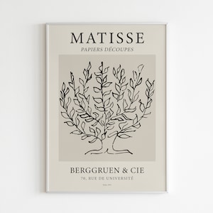Henri Matisse Baum Poster, Linie Zeichnung Druck, Vintage Galerie Poster, Art La Gerbe Ausstellungsplakat, Botanische Retro Kunst, digitaler Download