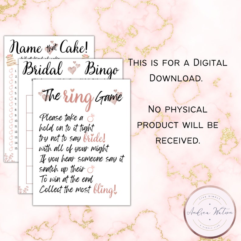 Bridal Shower Games Bridal Shower Games Bundle Wedding Etsy