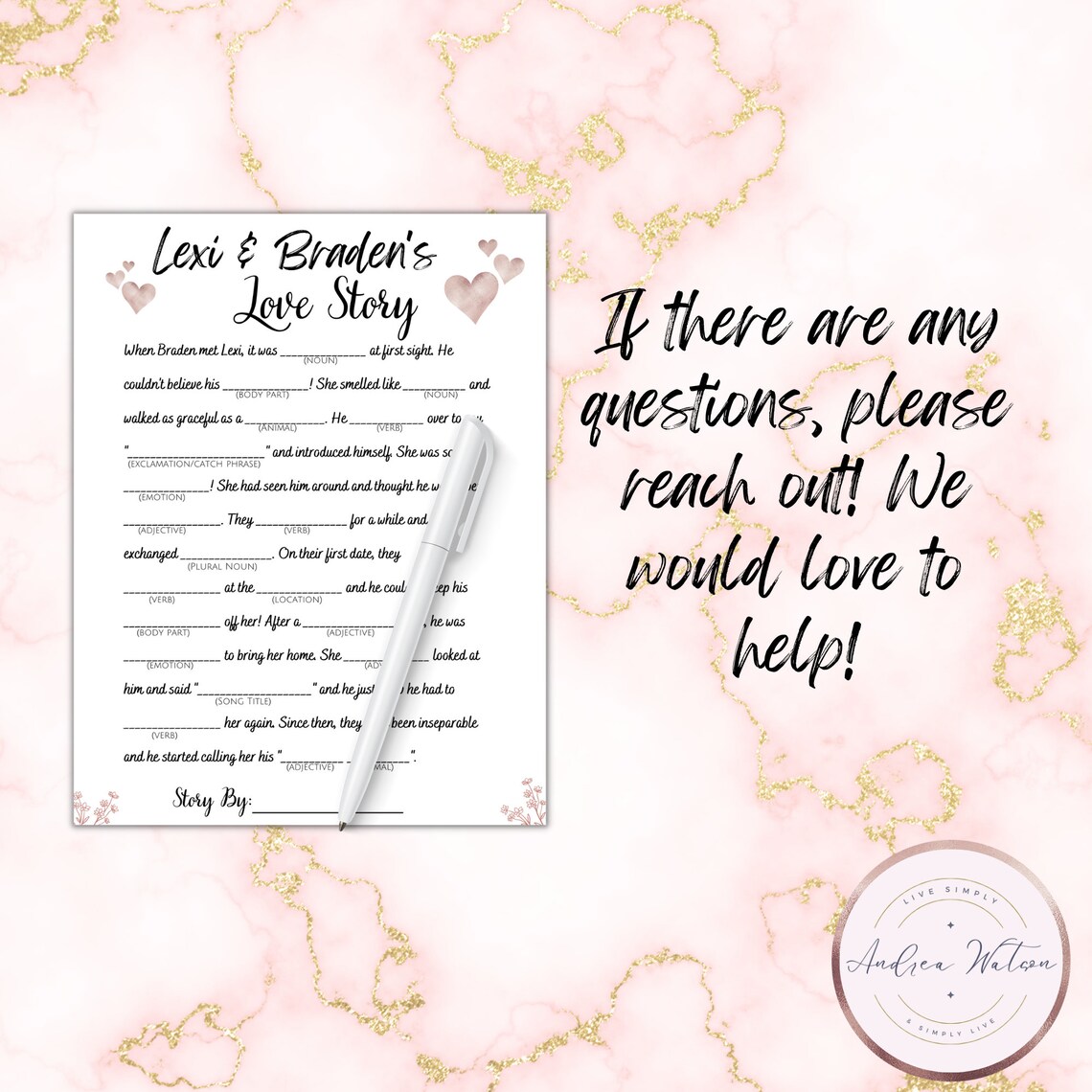 Bridal Shower Game Printable Mad Libs Bridal Shower Games - Etsy