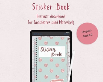 Customizable Digital Sticker Book, Blank pages hyperlinked, GoodNotes, Notability,  Noteshelf, Digital Download, Digital Sticker Organizer