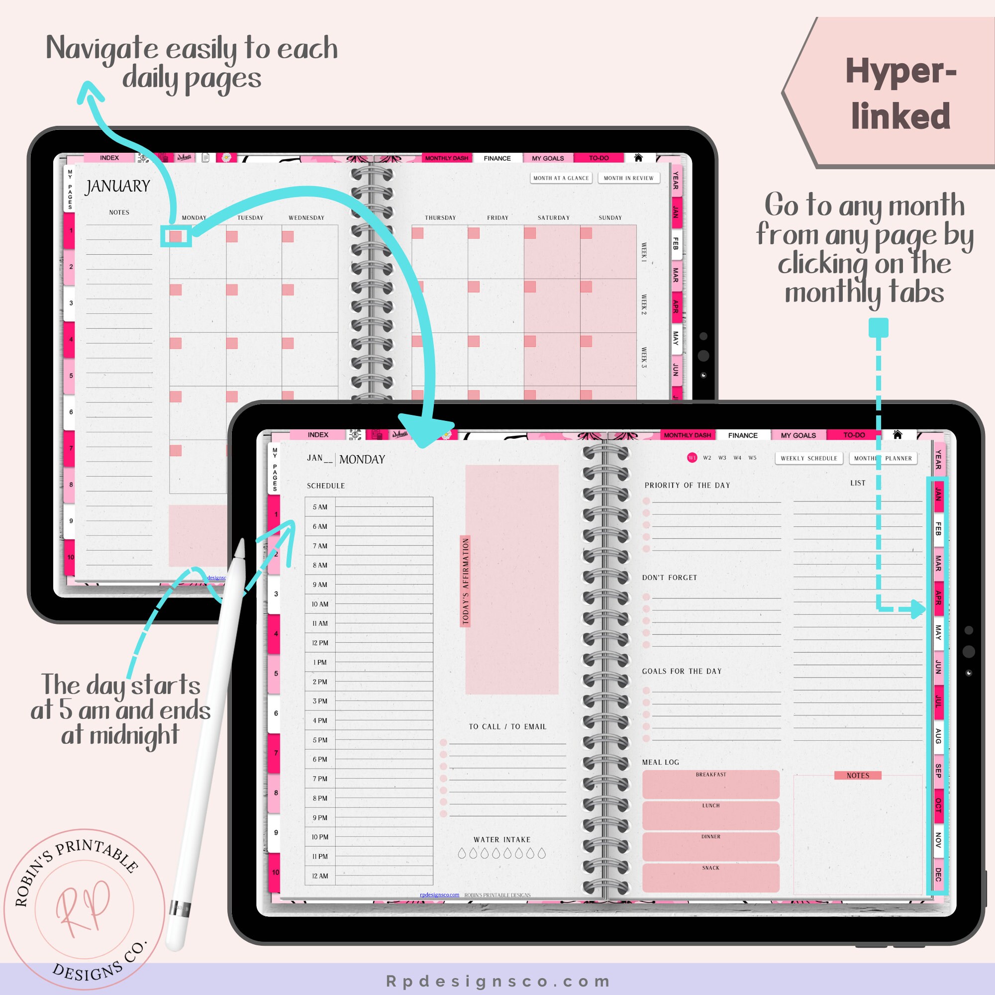 Undated Digital Planner for Goodnotes/notability/noteshelf. Hyperlinked ...