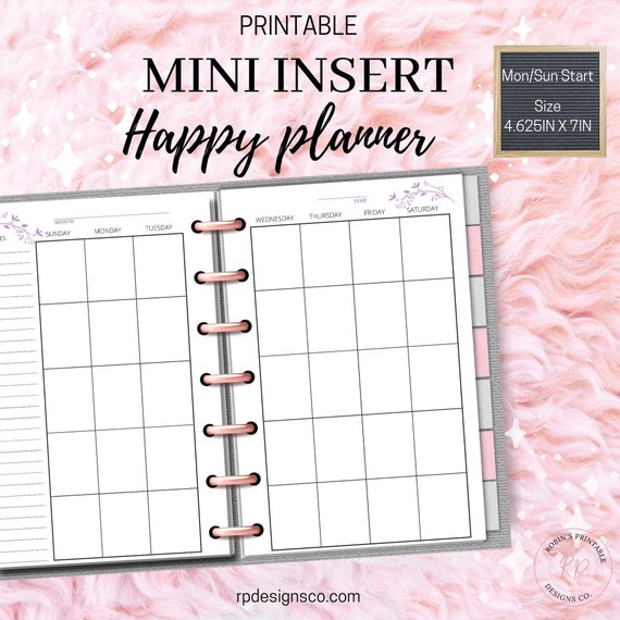 2023 Mini Happy Planner Monthly Calendar Inserts for 7 Disc Mini