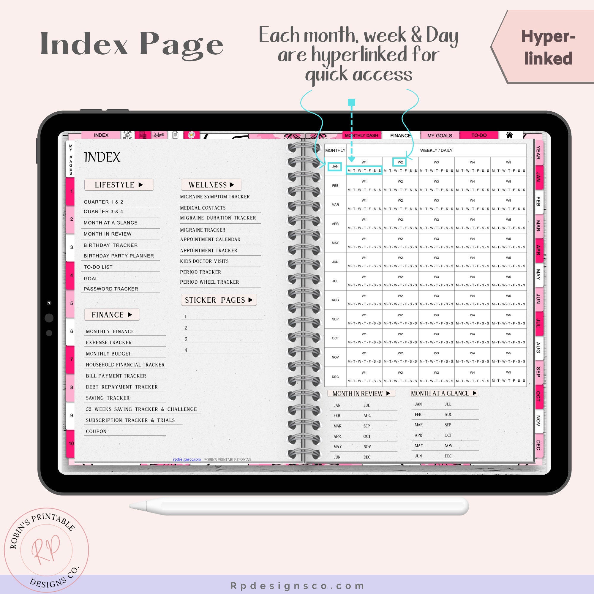Undated Digital Planner for Goodnotes/notability/noteshelf. Hyperlinked ...