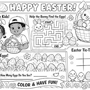 Easter Activity & Coloring Place Mats - 3 PNG Files