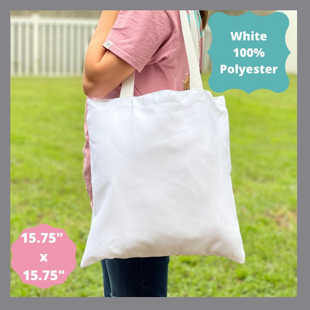 12 ct Sublimation 100% Polyester Canvas Tote Bags White - By Dozen