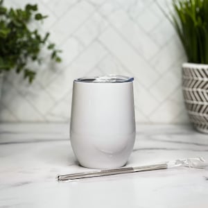 BLANK Sublimation Wine Tumbler, Sublimation tumbler, Sublimation Ready, Wine Cup, Wine Tumbler with lid, Straw