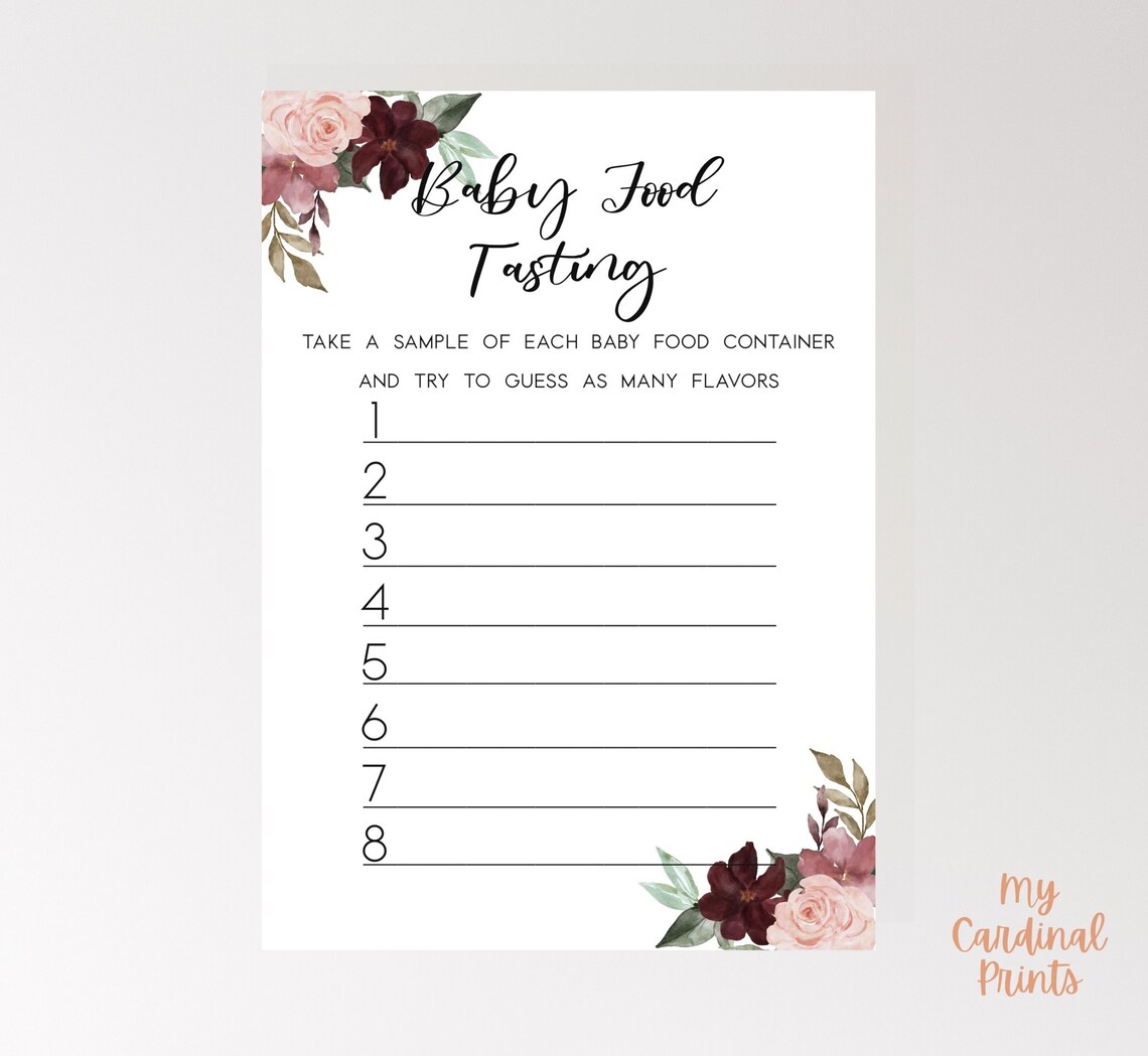 Baby Food Tasting Baby Shower Game Sheet Baby Shower Games - Etsy UK