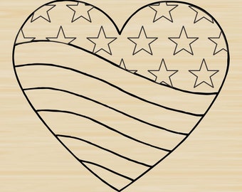 Patriotic Heart Rubber Stamp