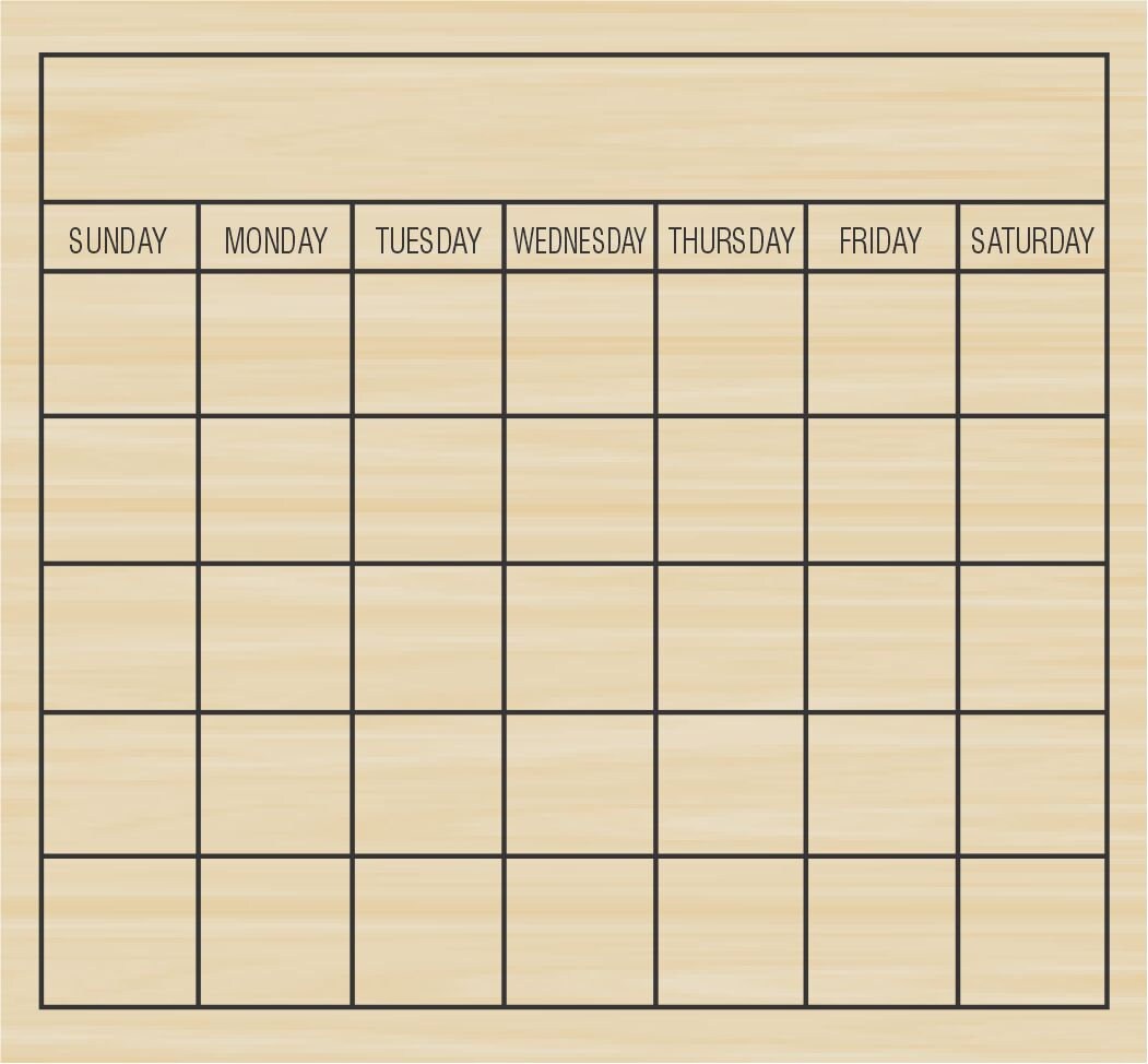 Blank Calendar Monday Start Strip Goal Habit Tracker Rectangle