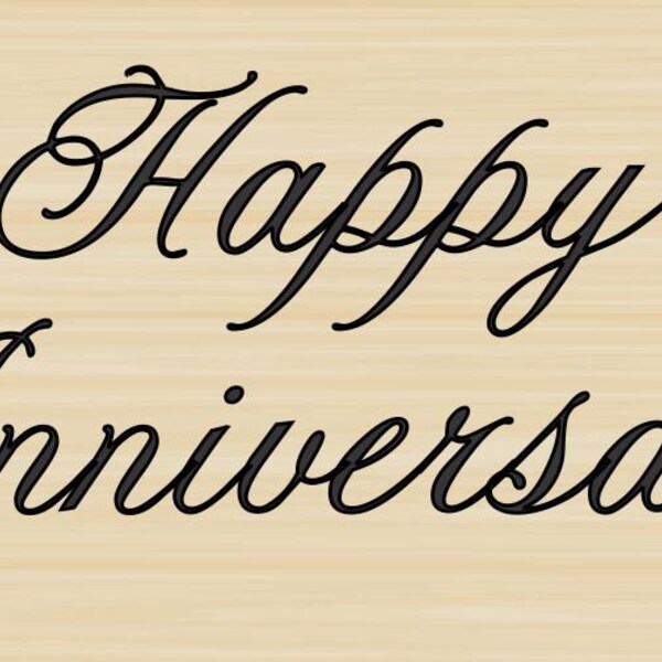 Script Happy Anniversary Rubber Stamp