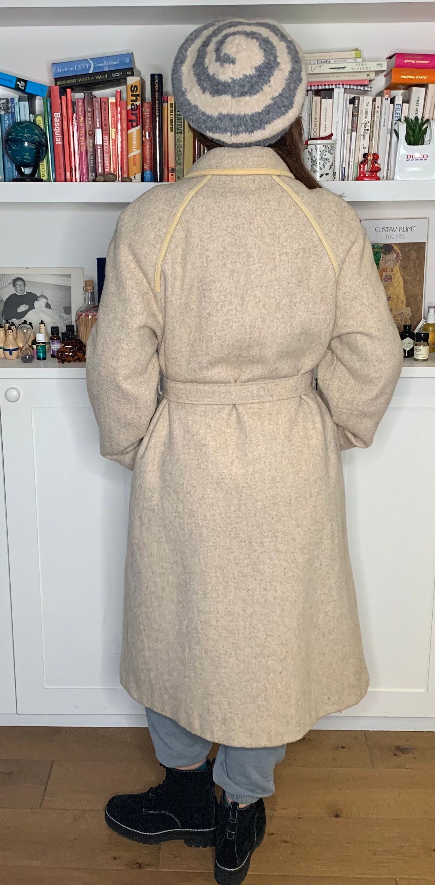 True Vintage Ecru Wool Coat with butter leather piping details Etsy