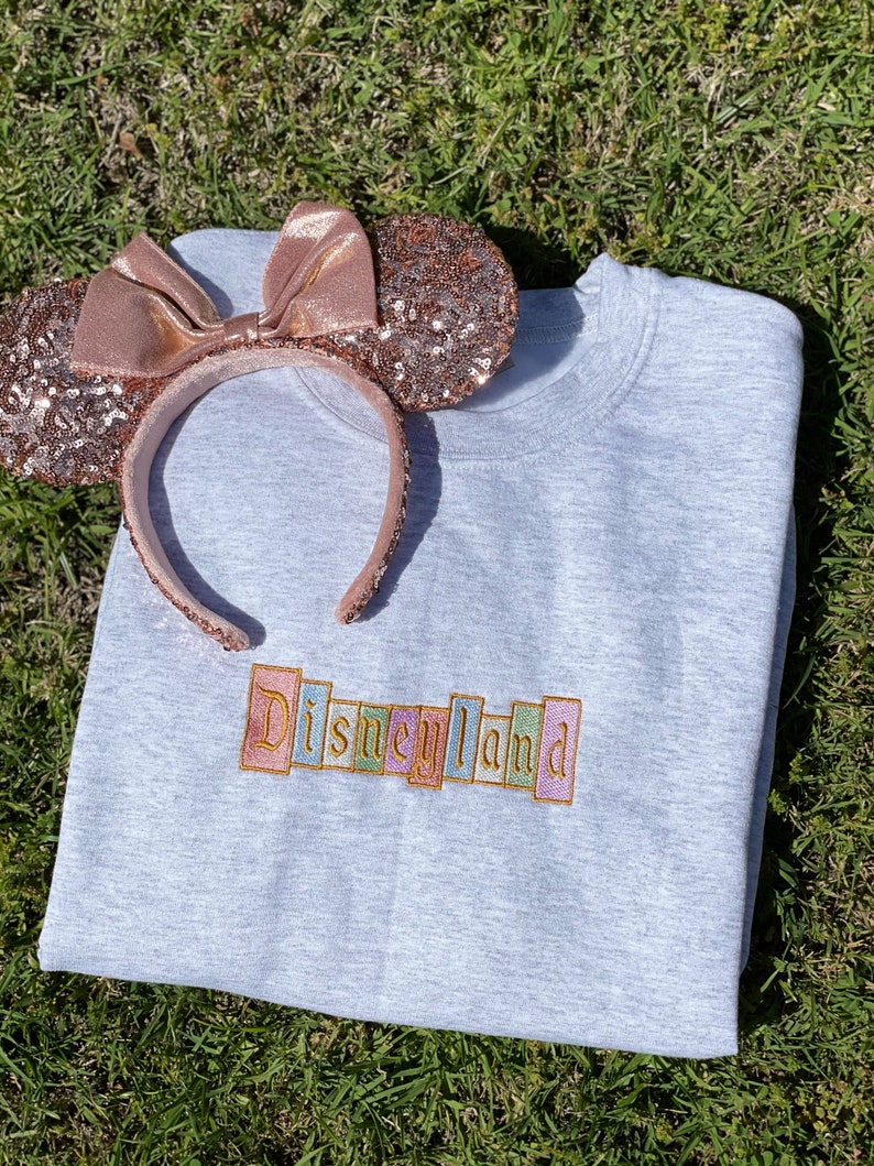 Disneyland Crewneck Embroidered Etsy