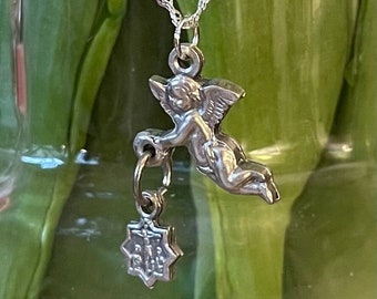 Sterling Silver Necklace w/Angel and dangling Star
