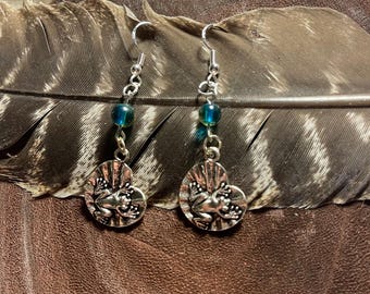 Silver Frog on a Lily Pad Earrings