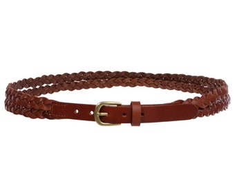 Vintage Womens Colorful Braided Belt with Leather Details Free Shipping