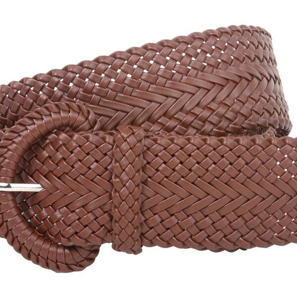 2" (50 mm) Wide Women's High Waist Hand Made Soft Metallic Woven Braided Round Boho Concho Non Leather Animal Free Friendly Flexible Belt