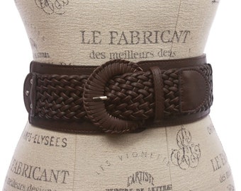 Large ceinture en cuir végétalien tissé à la main tressée à la main