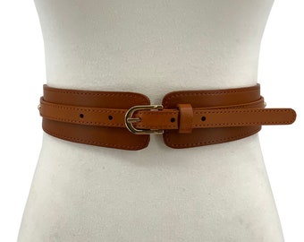 Women's 1 3/4" Wide High Low Waist Skinny Disk Boho Concho Cowhide full Grain Plain Thick Leather Fashion Stretch Elastic Fashion Dress Belt