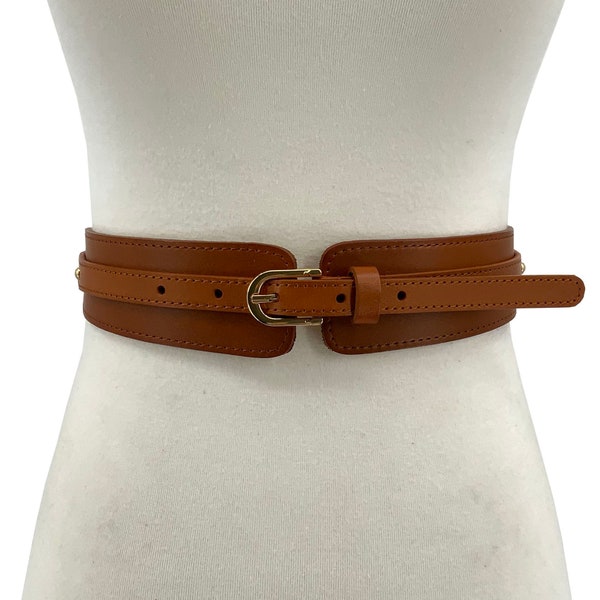 Women's 1 3/4" Wide High Low Waist Skinny Disk Boho Concho Cowhide full Grain Plain Thick Leather Fashion Stretch Elastic Fashion Dress Belt