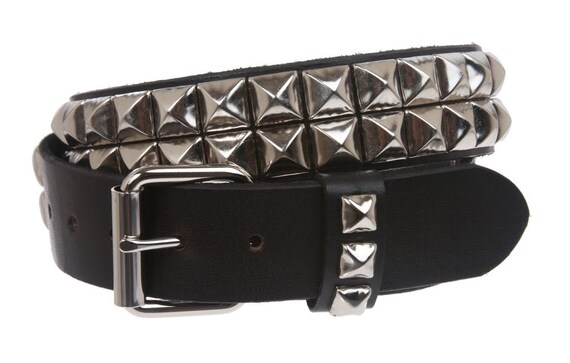 Double Black Pyramid Stud Belt