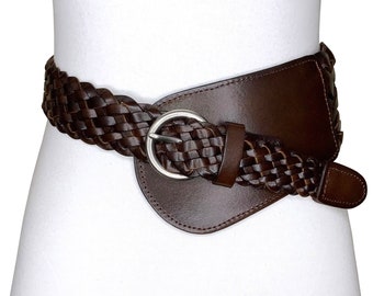 Women's 1"-3 3/4" Wide High Low Waist Hand Made Braided Woven Solid Soft Vintage Cowhide Full Grain Taper Leather Boho Concho Durable Belt