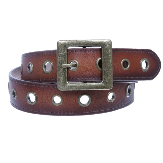 Leather Rivet Ultra Wide Belt Adjustable Metal Double Buckle DIY Vintage  Belt