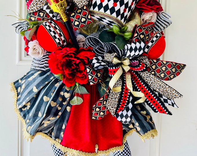 Queen of Hearts Alice in Wonderland Wreath Etsy