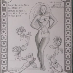 Fashion wall art, pencil drawing, art nouveau, female figure, original artwork, wall hanging, art collectible, home decor