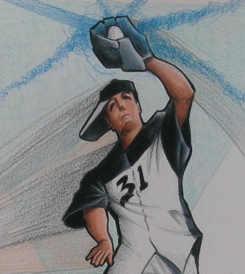 Fielder Drawing Baseball Art, Color Pencil Drawing, Baseball Player Left Fielder ...