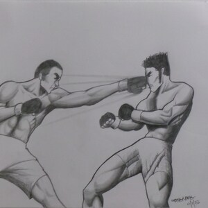 Original MMA pencil drawing, signed graphite , sports art, collectible wall decor