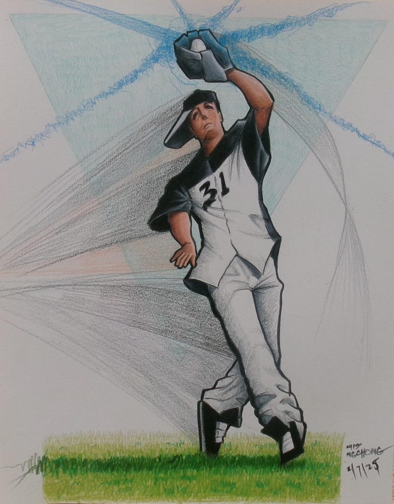 Fielder Drawing Baseball Art, Color Pencil Drawing, Baseball Player Left Fielder ...