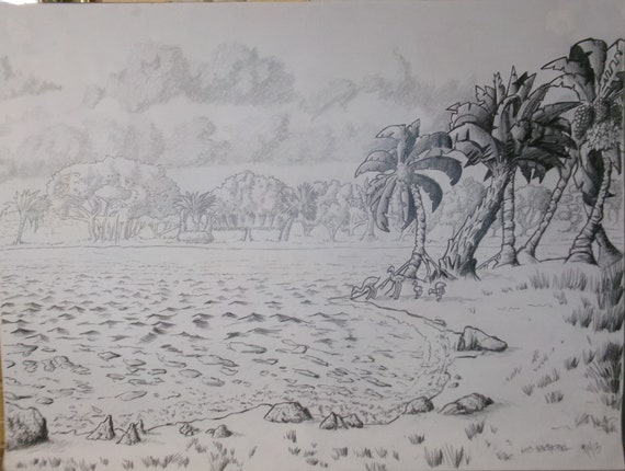 I feel like this is my best drawing so far! Jungle scene with graphite : r/ drawing