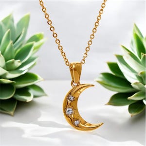 Crescent moon necklace, gold necklace, silver necklace, necklaces for women, dainty necklace, birthday gifts for her, Pendant Necklace