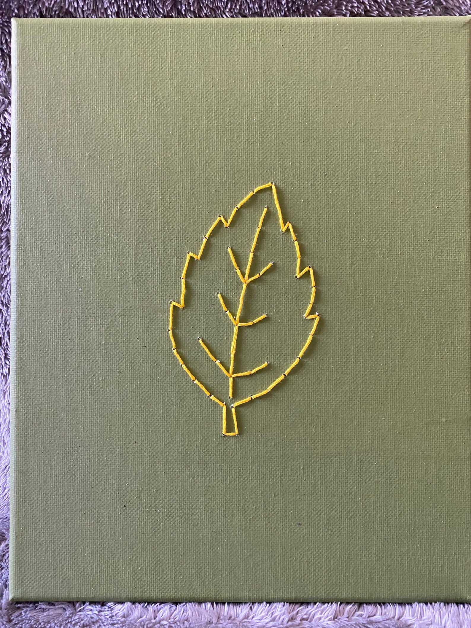 Single leaf embroidery canvas art  etsy