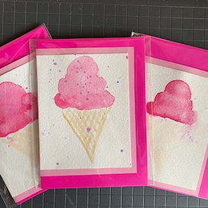ice cream card, birthday card, strawberry card, summer cards, friendship card, gift for her, summer birthday card, gift for him