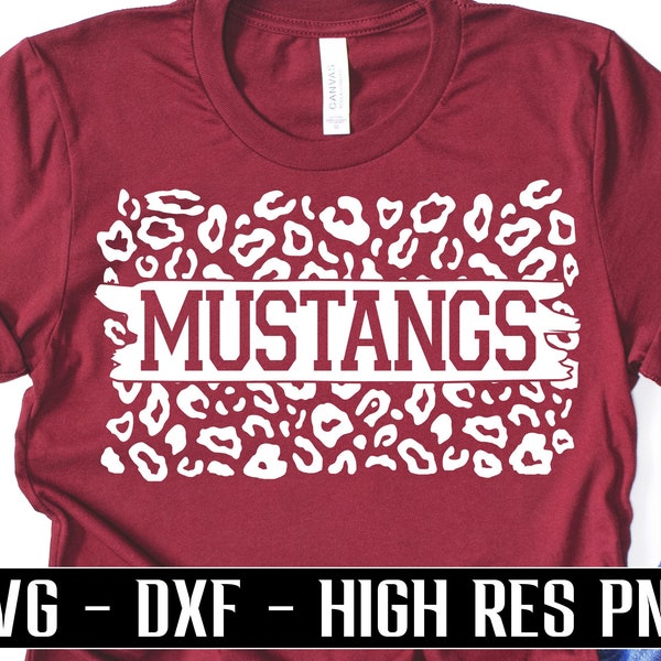 Mustangs SVG, leopard print svg retro mustang football Shirt svg dxf diy shirt svg sports mom mustangs png svg cricut sublimation png file