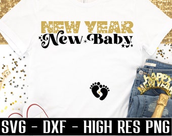 Año Nuevo Bebé Nuevo svg Año Nuevo Embarazo SVG Año Nuevo Embarazo svg camisa de maternidad de invierno Archivo de corte para la elaboración de siluetas cricutidas BRICOLAJE