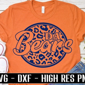 Da Bears SVG, estampa de leopardo svg retro bears camisa de futebol svg dxf diy camisa chicago svg Futebol feminino svg sublimação cricut arquivo png